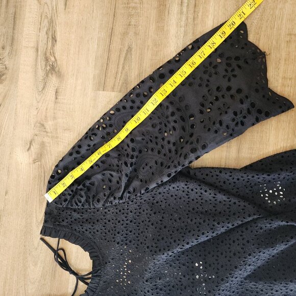 MUNTHE Como Blouse Black Eyelet Feminine Cotton Open Back EU 36 US 6 [flaw] - Picture 5 of 8